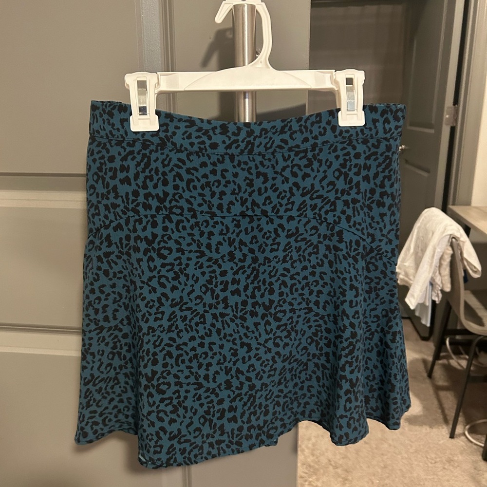 Leopard Print Blue Skirt